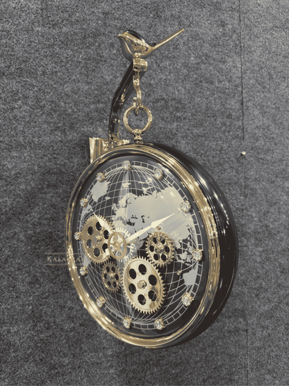 Kalasaar Decor Premium Dual-Sided Moving Gear Wall Clock
