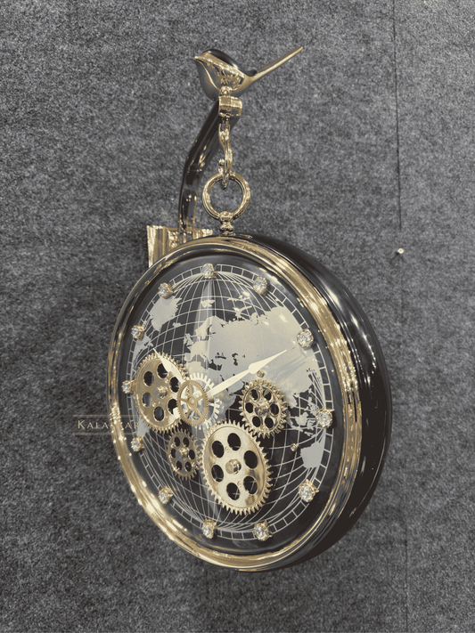 Kalasaar Decor Premium Dual-Sided Moving Gear Wall Clock