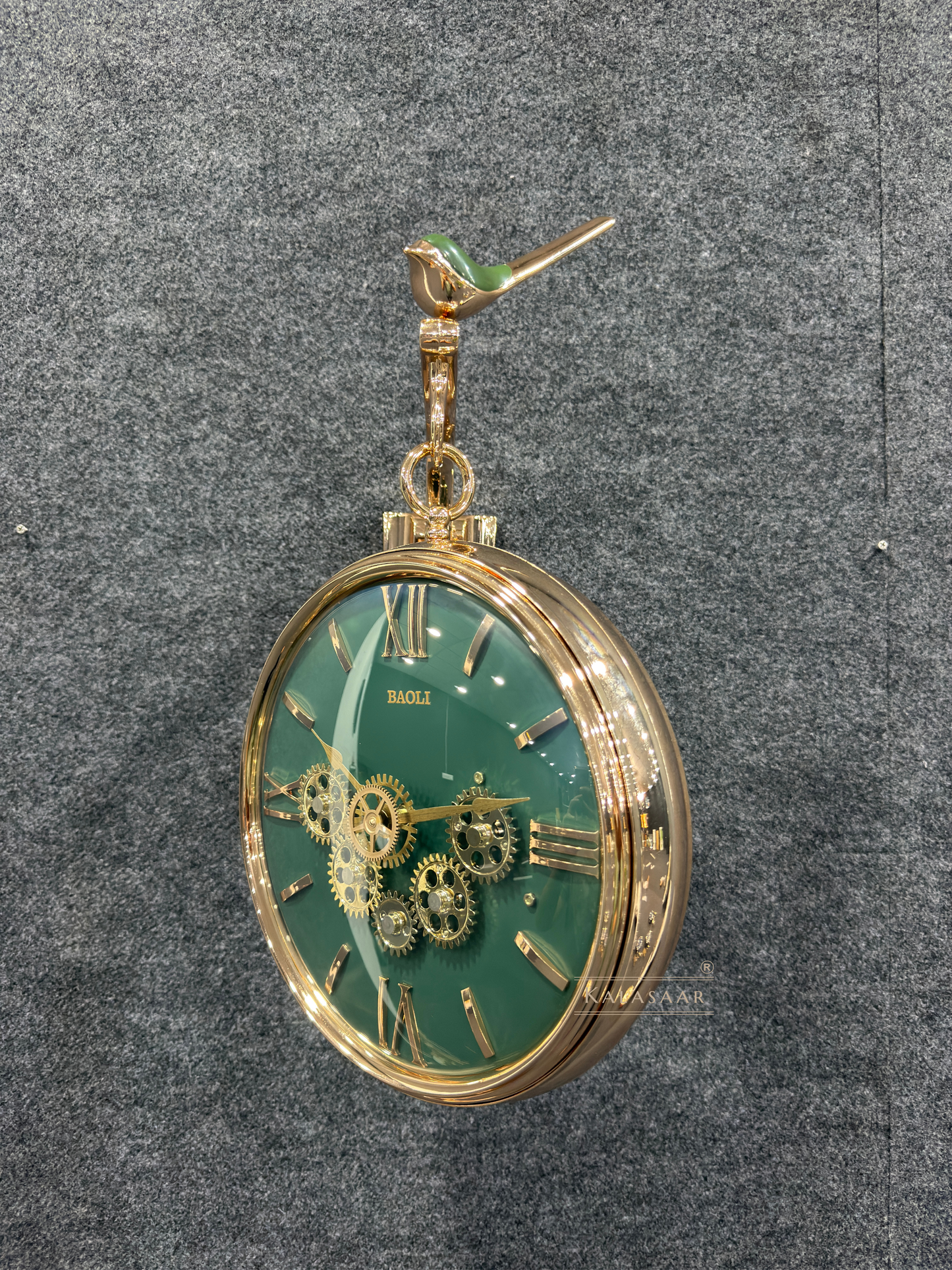 Kalasaar Decor Green Double-Sided Gear Wall Clock