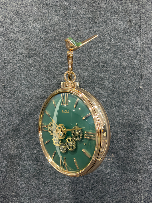 Kalasaar Decor Green Double-Sided Gear Wall Clock