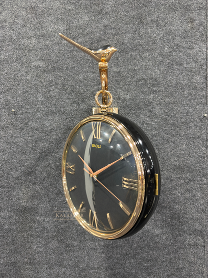 Royal Heritage Dual-Sided Station Clock – Real Working Mechanical Gears & Gold Finish