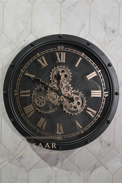 Premium Metal Clock with Golden Numbers and Elegant Design