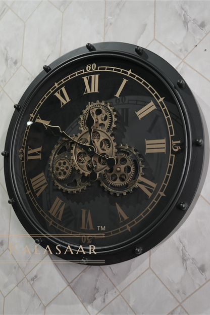 Premium Metal Clock with Golden Numbers and Elegant Design