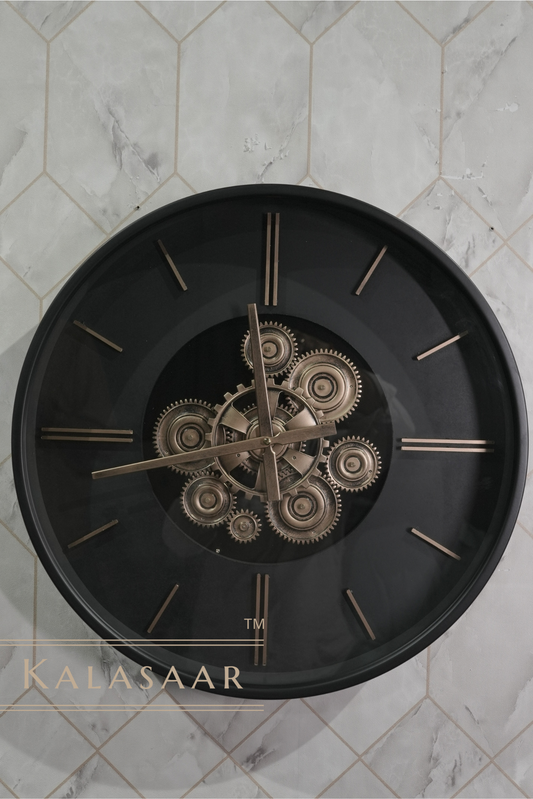 Premium Metal Clock with Elegant Dark Black Finish