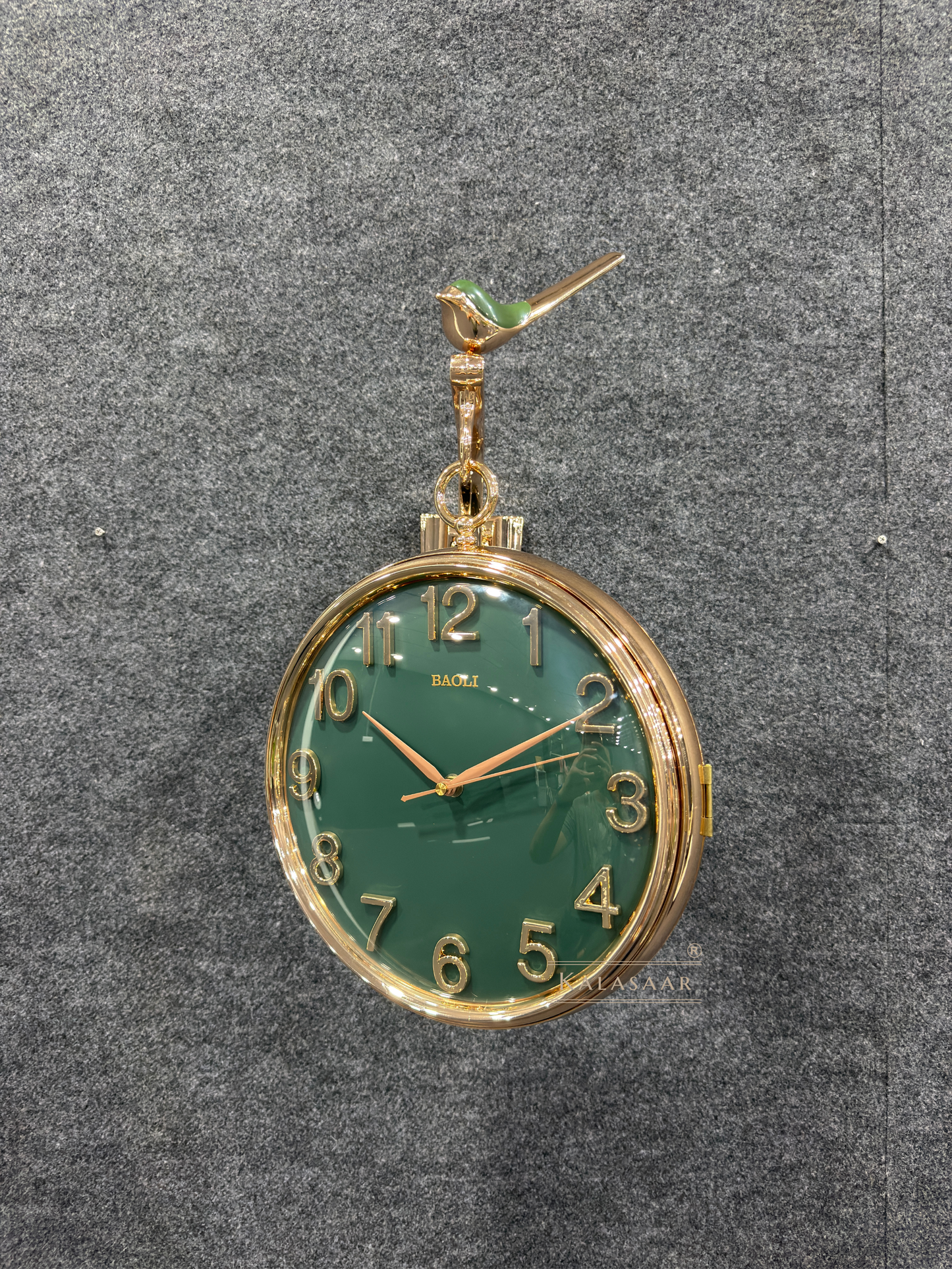 Kalasaar Decor Green Double-Sided Gear Wall Clock