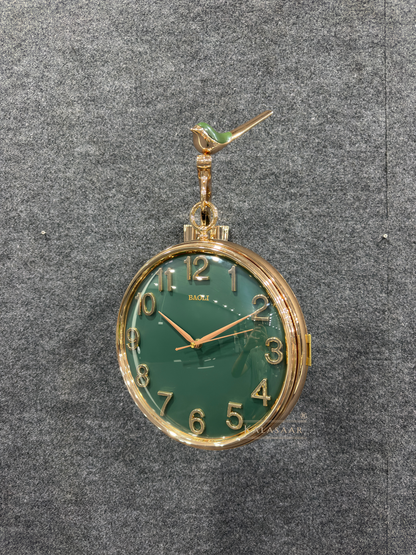 Kalasaar Decor Green Double-Sided Gear Wall Clock