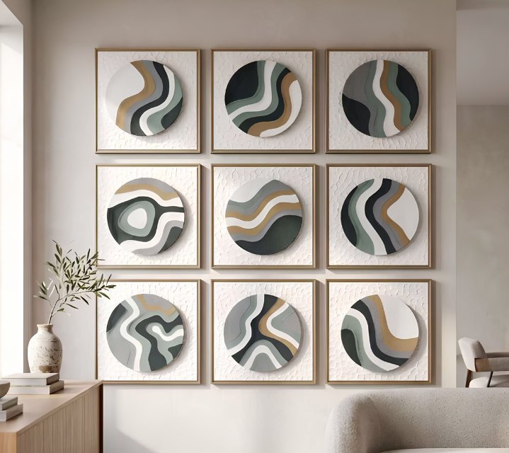 Artisanal 3D Ocean Stratum Circular Sand Art Gallery Set 9