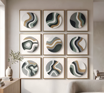 Artisanal 3D Ocean Stratum Circular Sand Art Gallery Set 9