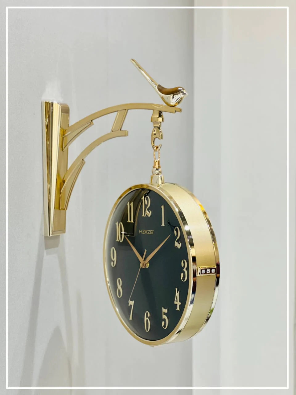 Golden Sparrow Hanging Double Sided Clock