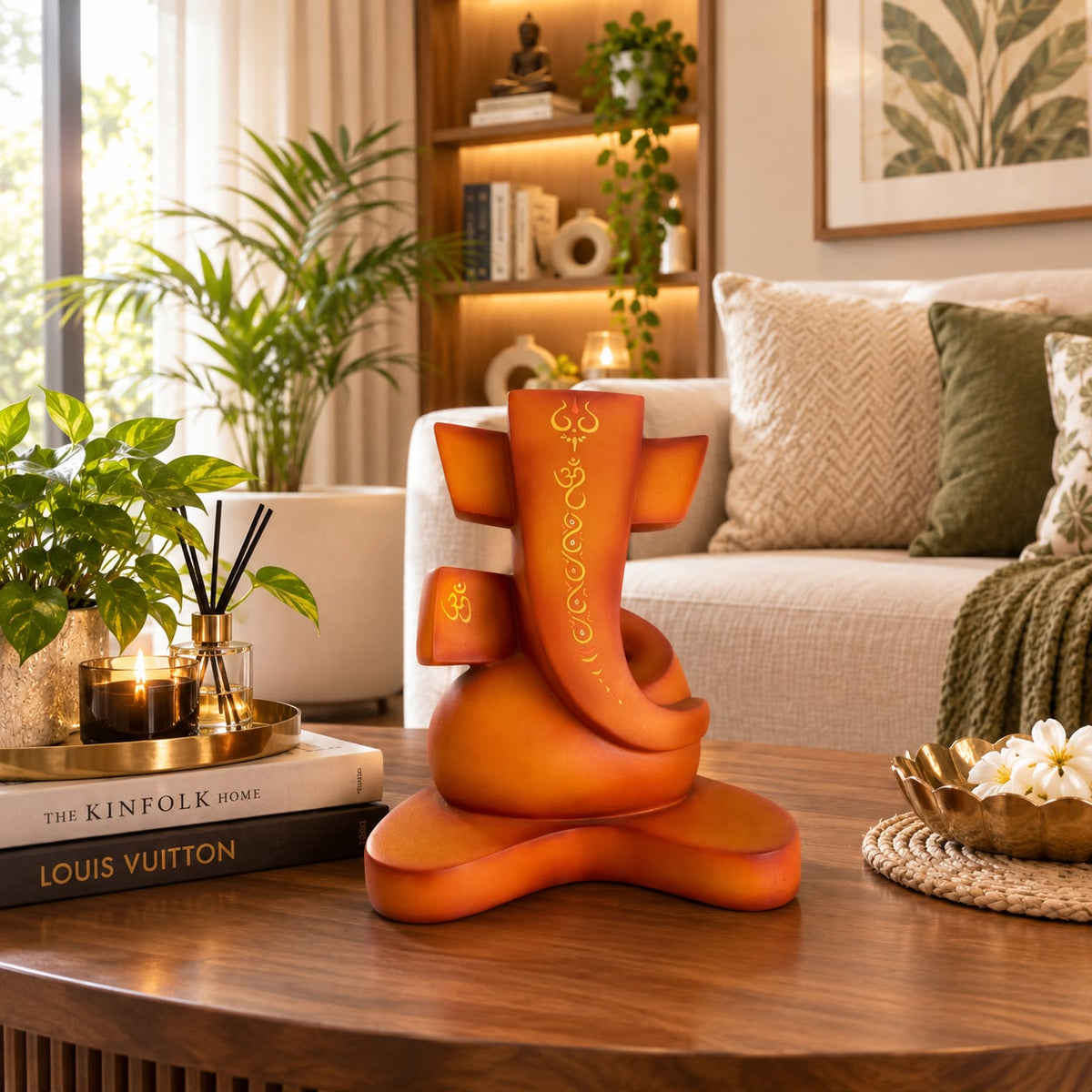 Matte Orange Ganesha Artifact