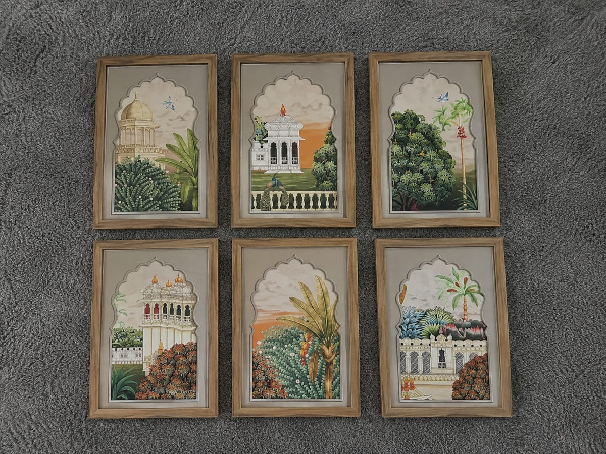 Heritage Indian Palace Jharokha Wall Art – 6-Piece