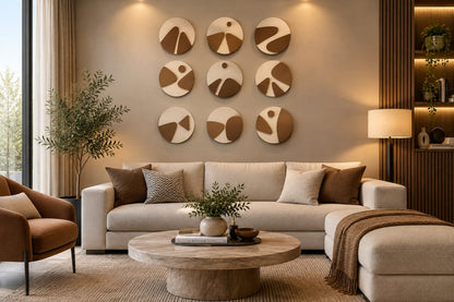 The Desert Echoes Series – 9-Piece Handcrafted Minimalist Sand Art Circular Discs