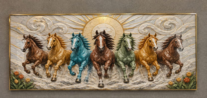 Solar Symphony 7 Running Horses LED Crystal Painting