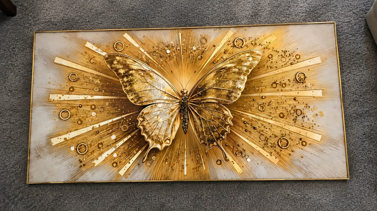 Golden Monarch Radiance LED Crystal Painting