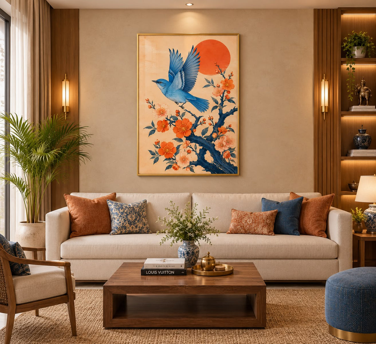 Azure Flight Japanese Bluebird LED Crystal Painting