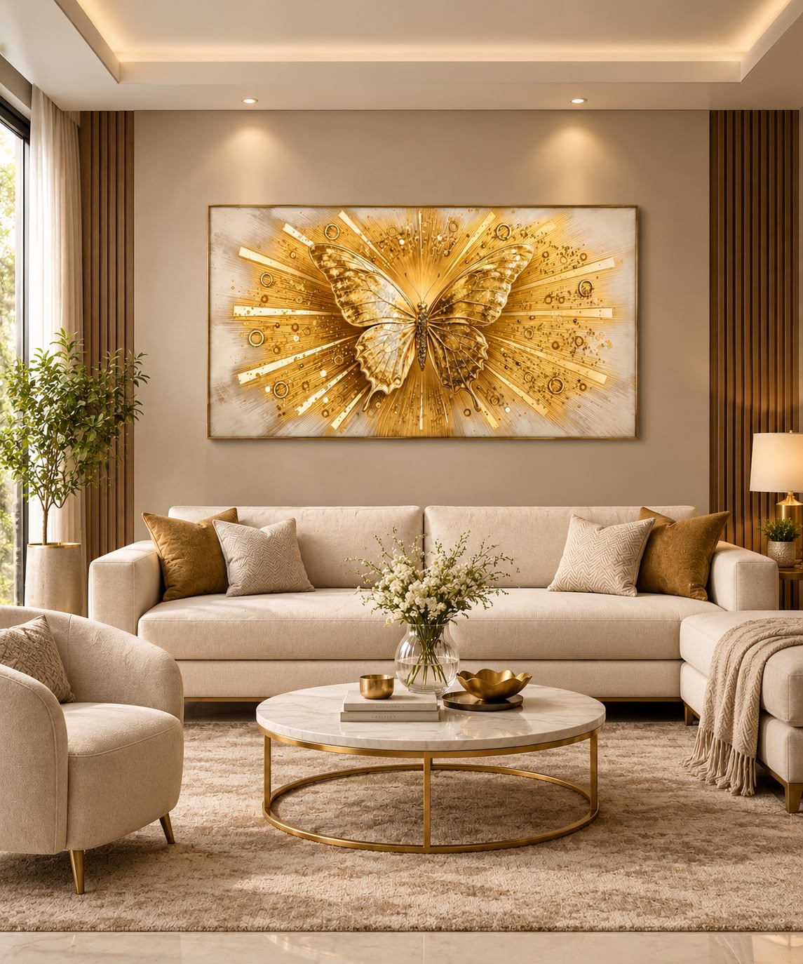 Golden Monarch Radiance LED Crystal Painting