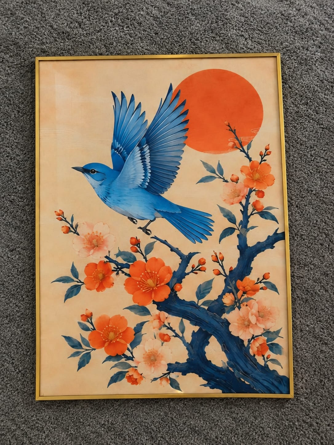Azure Flight Japanese Bluebird LED Crystal Painting