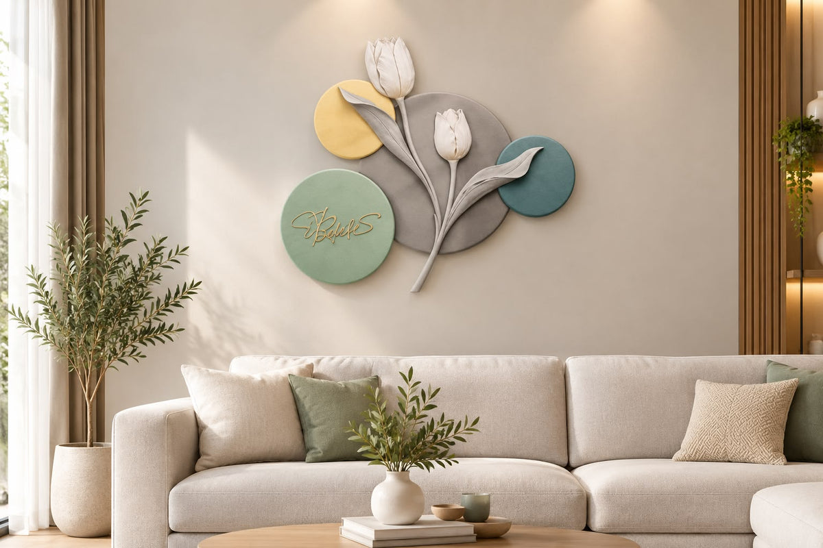 3D Relief Floral Wall Art with LED Lights