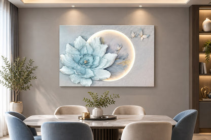 Luxury 3D Floral Relief Wall Art with LED Lighting
