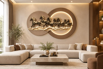 Majestic Horse Relief Wall Art with LED Lighting