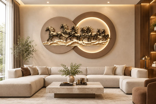 Majestic Horse Relief Wall Art with LED Lighting