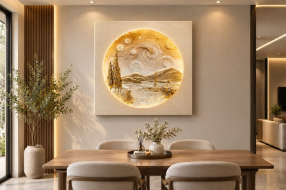Luxury 3D Landscape Relief Wall Art with LED Light