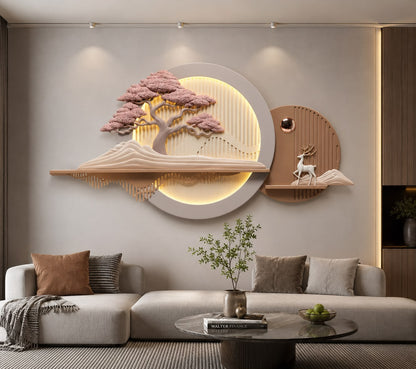 Luxury 3D Nature Relief Wall Art with LED Light