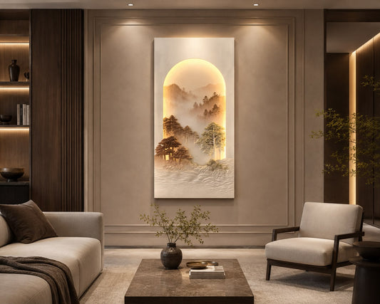 Luxury 3D Landscape Relief Wall Art with LED Lights