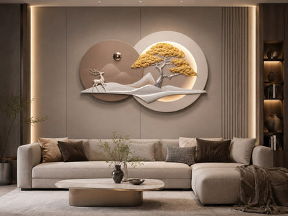 Luxury 3D Nature Relief Wall Art with LED Lights
