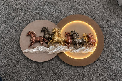 Golden Gallop 3D Horse Relief Wall Art with LED Lighting