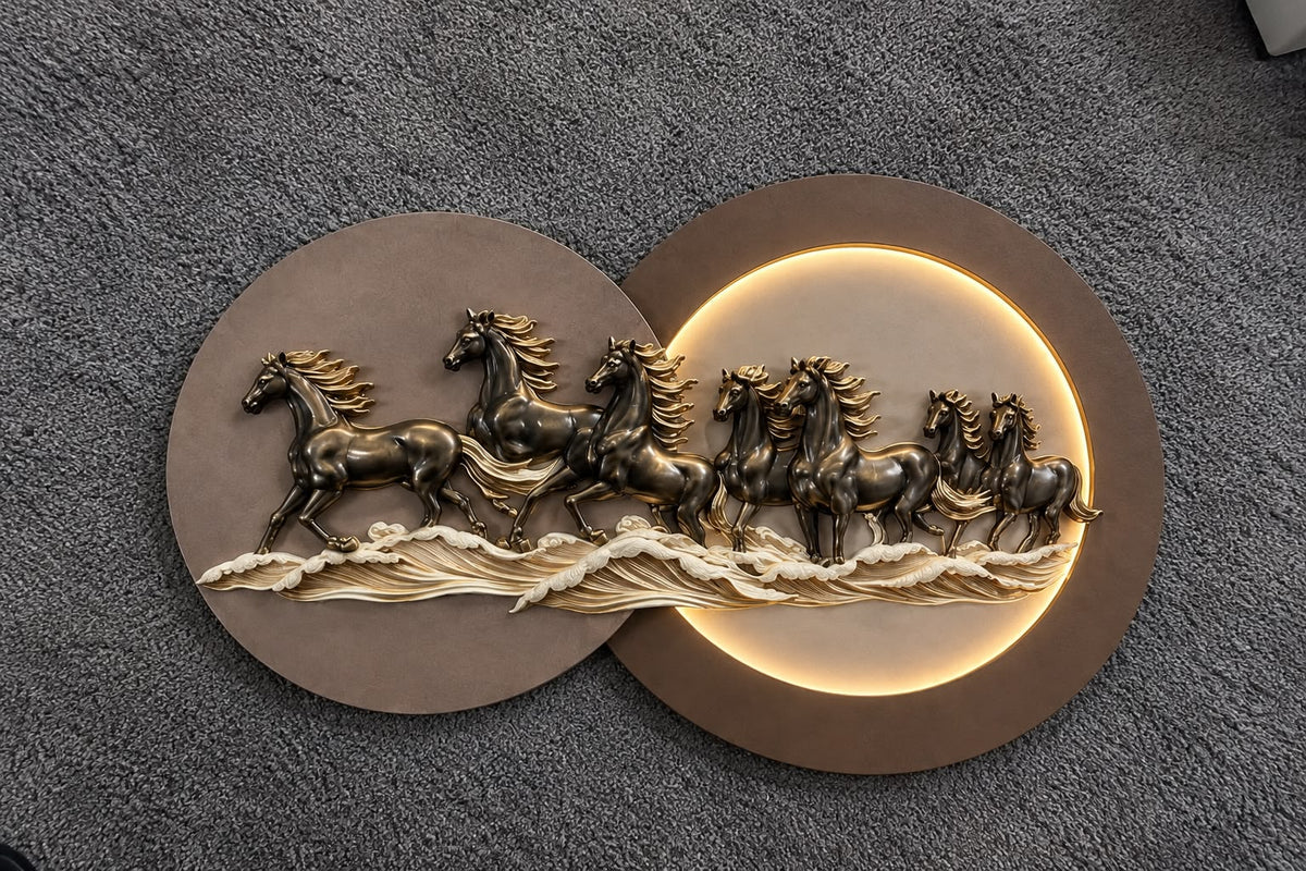 Majestic Horse Relief Wall Art with LED Lighting
