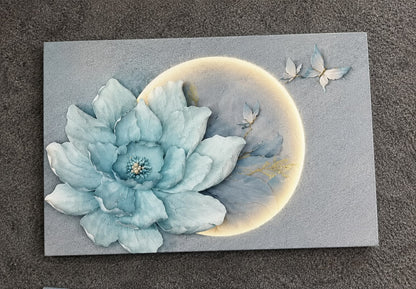 Luxury 3D Floral Relief Wall Art with LED Lighting