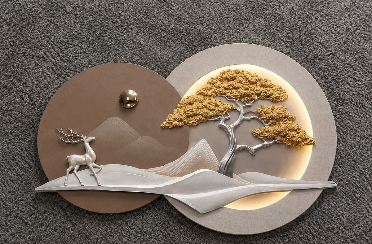 Luxury 3D Nature Relief Wall Art with LED Lights