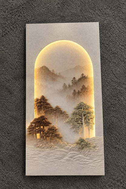 Luxury 3D Landscape Relief Wall Art with LED Lights