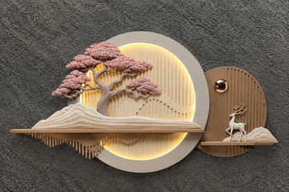 Luxury 3D Nature Relief Wall Art with LED Light