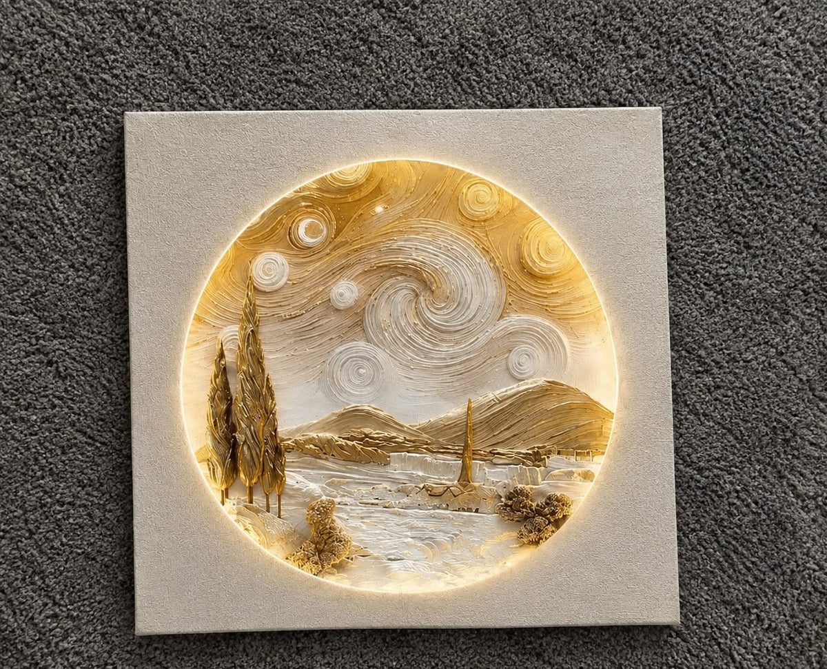 Luxury 3D Landscape Relief Wall Art with LED Light
