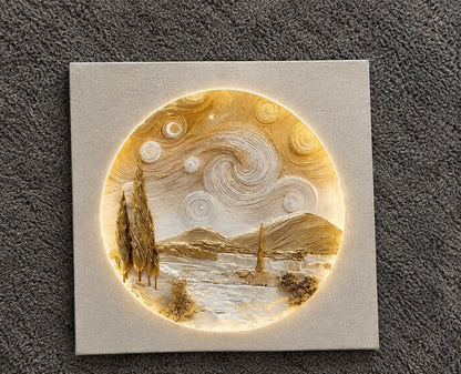 Luxury 3D Landscape Relief Wall Art with LED Light