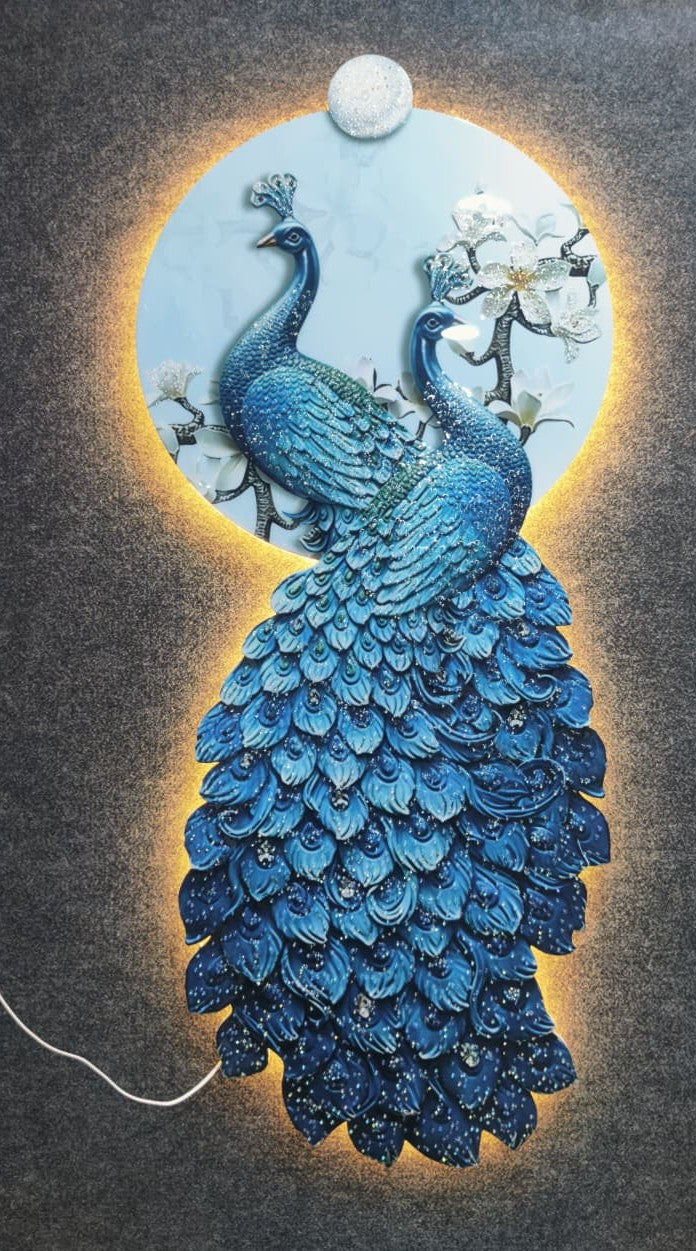 Modern Peacock Crystal Light Wall Art