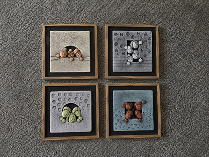 Artisanal 3D Whimsical Figures Sand Art Gallery Set of 4