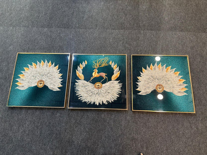 Majestic Feather Symphony – 3-Piece Crystal Painting Set | Customizable Size
