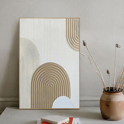 Earthy Arches – Minimalist Geometric Textured Painting with Neutral Tones