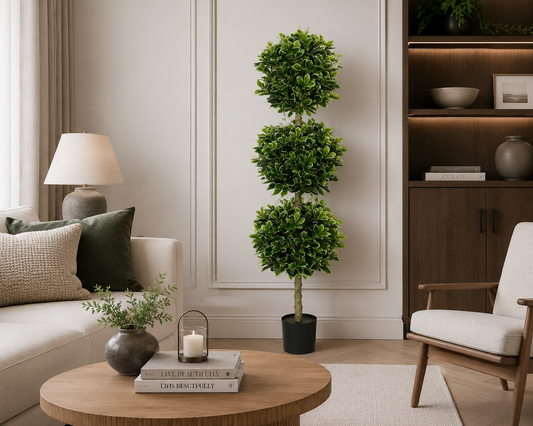 Kalasaar Decor Luxury Triple Ball Artificial Boxwood Topiary Tree