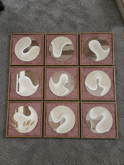 Artisanal 3D Abstract Mirror & Sand Art Gallery Set