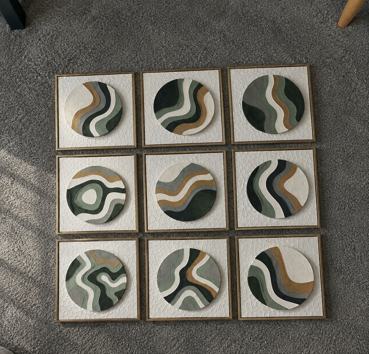 Artisanal 3D Ocean Stratum Circular Sand Art Gallery Set 9