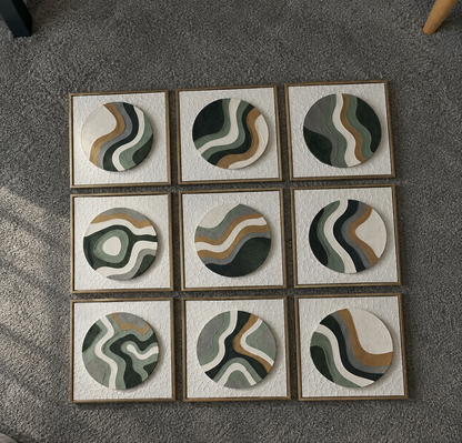Artisanal 3D Ocean Stratum Circular Sand Art Gallery Set 9