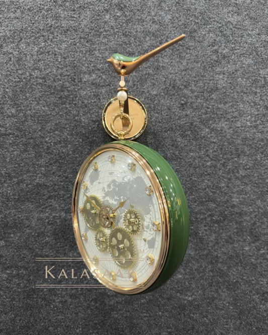 Kalasaar Decorative Double-Sided Wall Clock with Sparrow – Premium Home Décor