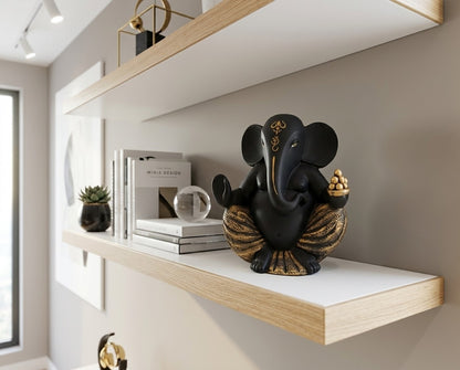 Minimalist Matte Black Ganesha Artifact