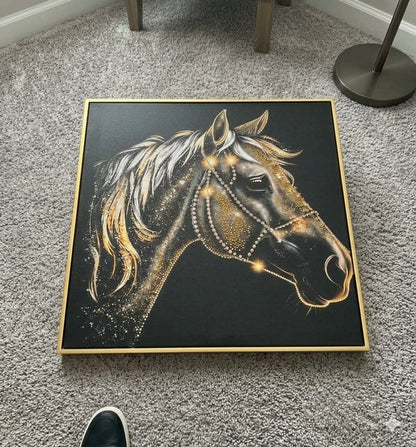 Majestic Onyx Stallion LED Crystal Painting
