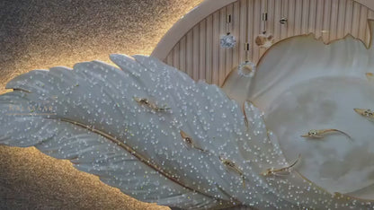 Luxury LED Feather Crystal Wall Art