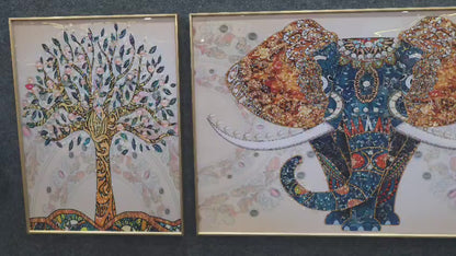 Royal Elephant Crystal Wall Art with Aluminium Frame